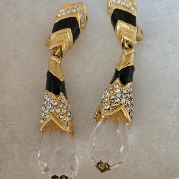 Christian Dior Art Deco Crystal Drop Earrings - Picture 1 of 4
